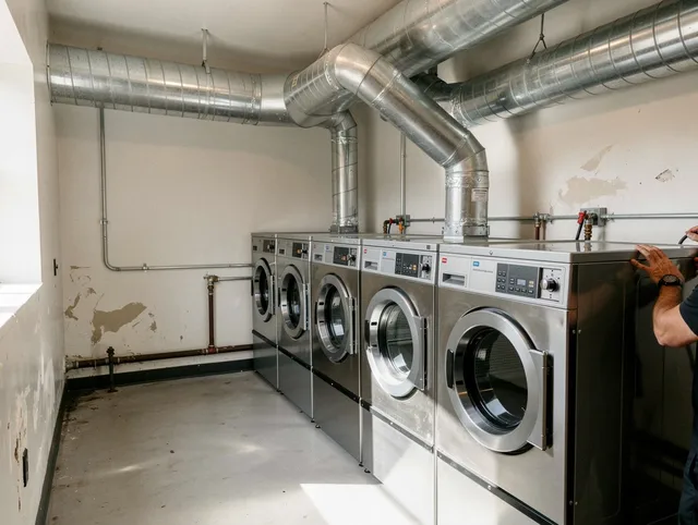Bell Dryer Vent Cleaning team performing large-scale commercial dryer vent cleaning in Bell